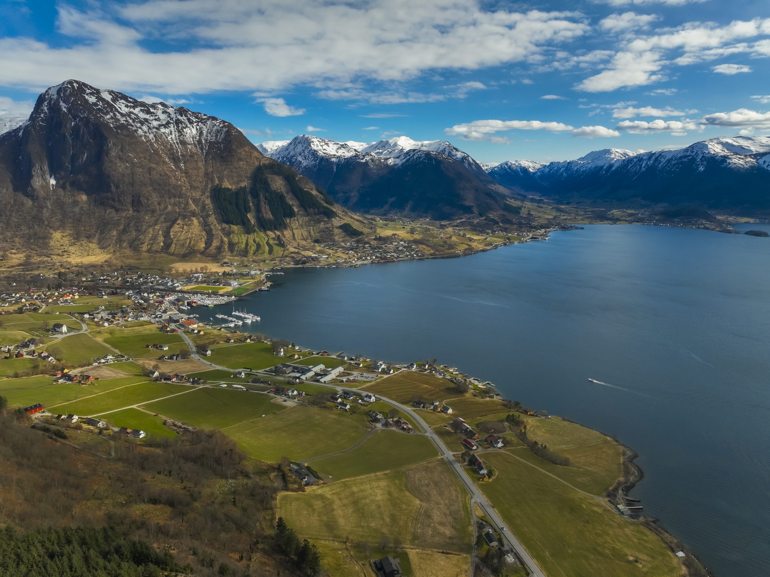 Scenic view of Hardanger Fjord from a mountain overlooking Norway’s iconic fjord landscape